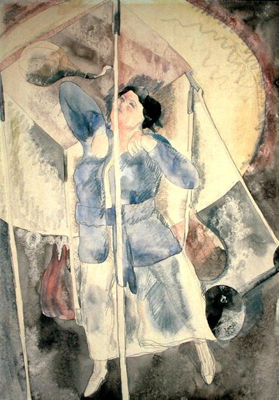 Nő bokszzsákkal (akvarell papíron) alkotó: Charles Demuth