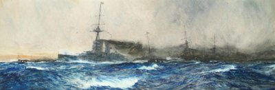 A HMS Iron Duke a flotta más fővárosi hajóinak élén alkotó: Charles Dixon