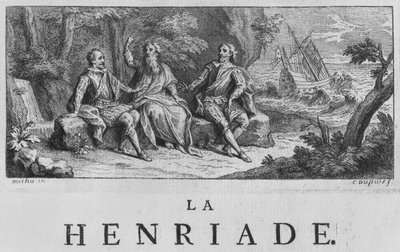 Voltaire (1694-1778) „La Henriade” című művének előlapi illusztrációja, 1728 alkotó: Charles Dupuis