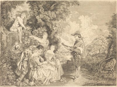 szerelmi lecke alkotó: Charles Dupuis after Antoine Watteau