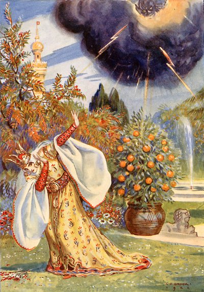 "Egy sűrű felhő jelent meg, amelyből villámok villámok villámlottak ki" (színes litho) alkotó: Charles Edmund (after) Brock