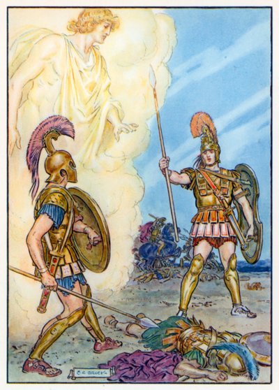 Hektort megmenti Apolló (színes litográfia) alkotó: Charles Edmund (after) Brock