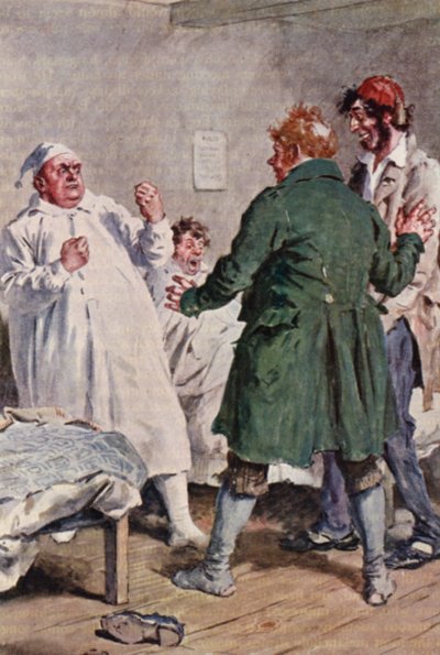 Illusztráció Charles Dickens The Pickwick Papers című könyvéhez (színes litográfia) alkotó: Charles Edmund (after) Brock