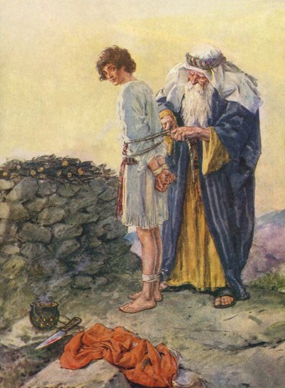 Ábrahám megkötözi Izsákot áldozatul alkotó: Charles Edmund Brock
