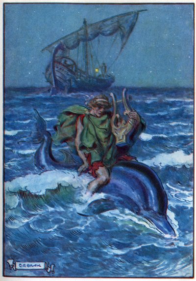 Arion, a "Gyermekóra: Történetek a klasszikusokból" című filmből, a Waverley Book Company kiadása alkotó: Charles Edmund Brock