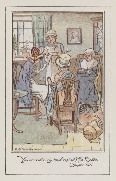 Illusztráció Emmához, Jane Austen (színes litó) alkotó: Charles Edmund Brock