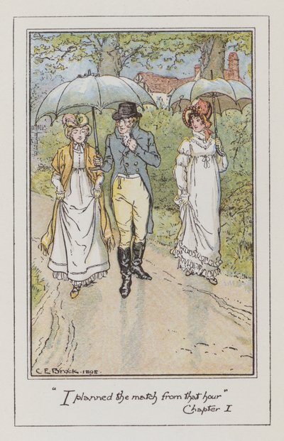 Illusztráció Emmához, Jane Austen (színes litó) alkotó: Charles Edmund Brock