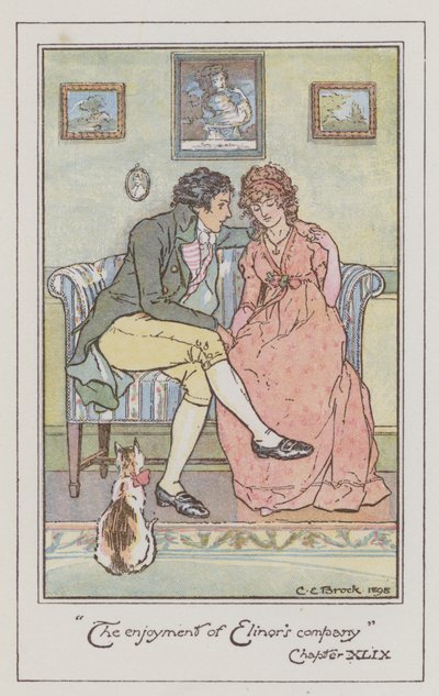 Illusztráció: Jane Austen az érzékhez és érzékhez (színes litó) alkotó: Charles Edmund Brock