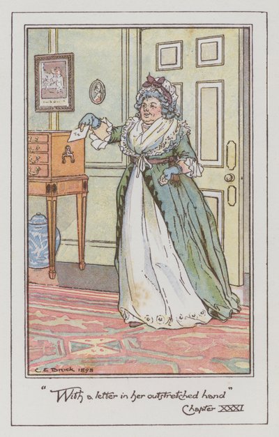Illusztráció: Jane Austen az érzékhez és érzékhez (színes litó) alkotó: Charles Edmund Brock