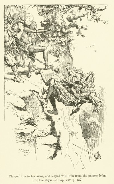 Illusztráció a Westward Ho! szerző: Charles Kingsley (metszet) alkotó: Charles Edmund Brock