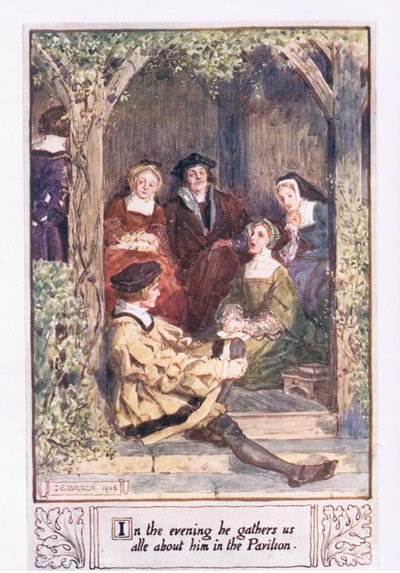 Este összegyűjt minket a pavilonban róla alkotó: Charles Edmund Brock