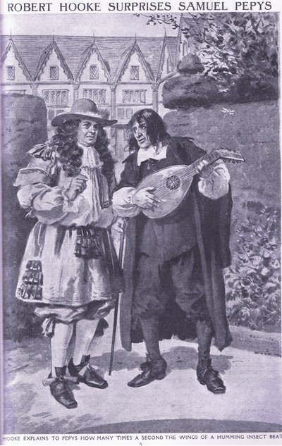 Robert Hooke meglepi Samuel Pepyst alkotó: Charles Edmund Brock
