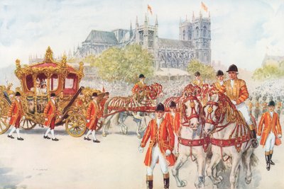 A koronázási kocsi befordul a rakpartra (színes litó) alkotó: Charles Edmund Brock