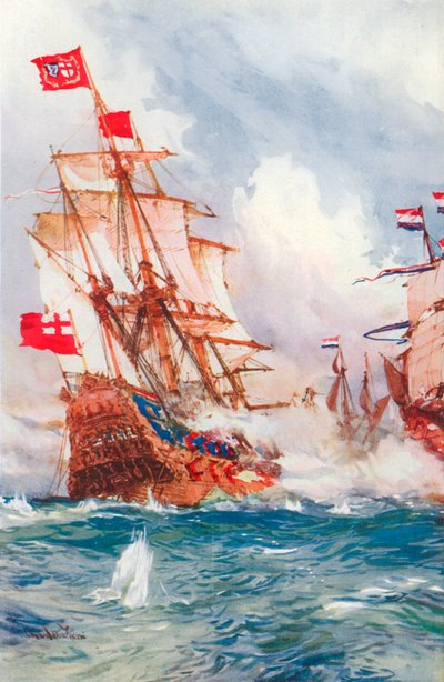 Amikor Blake elsöpörte a tengereket: Blake admirális és Van Tromp csatája (színes lithó) alkotó: Charles Edward (after) Dixon