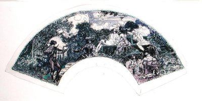 Legyező kialakítás (toll és tinta, valamint akvarell papíron) alkotó: Charles Edward Conder