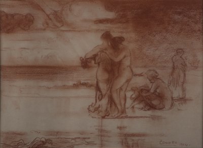 Aktok fürdőzése, 1904 (piros kréta papíron) alkotó: Charles Edward Conder