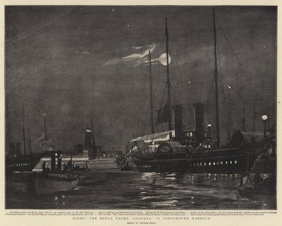 Éjszaka, a Royal Yacht Alberta Portsmouth kikötőjében alkotó: Charles Edward Dixon