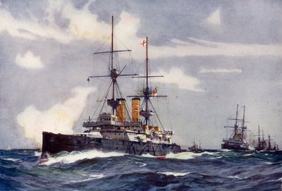 A Revenge a tartalékos hajóraj Lee vonalát vezetve, 1901 alkotó: Charles Edward Dixon