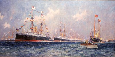 A magazin Viktória királynő (1819-1901) gyémántjubileuma alkalmából Spitheadben (Anglia), 1897. június 26. alkotó: Charles Edward Dixon