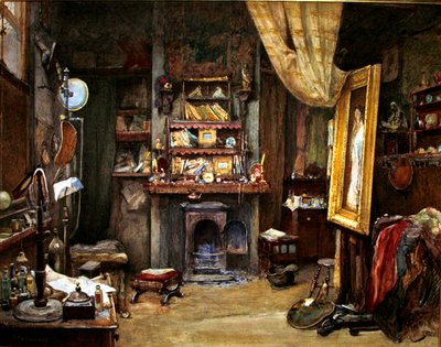 A Művész Stúdiója (akvarell testfestékkel papíron) alkotó: Charles Edward Holloway