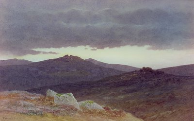 Alkonyat Dartmoor felett (akvarell papíron) alkotó: Charles Edward Jr. Brittan