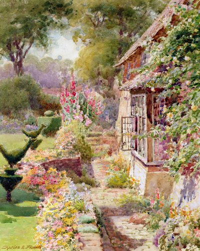Kings Manor kertje East Hendredben, Oxonban alkotó: Charles Edwin Flower