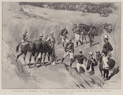 Kampány Rodéziában, megállás a vízért menet közben a birodalmi csapatokkal alkotó: Charles Edwin Fripp