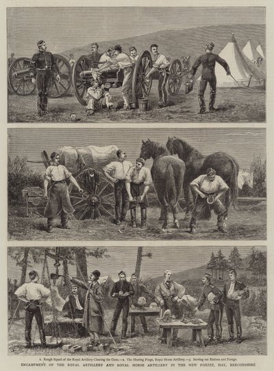 A királyi tüzérség és a királyi lótüzérség tábora a New Forestben, Hay, Breconshire alkotó: Charles Edwin Fripp