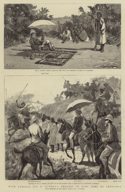 Sir W Hewett admirális János abesszíniai királynál tartott nagykövetségével alkotó: Charles Edwin Fripp