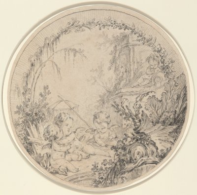 Három putti halászhálóval alkotó: Charles Eisen
