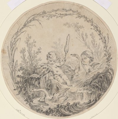 Két Putti játszik hattyúkkal alkotó: Charles Eisen