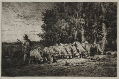 Csorda az erdő szélén, 1880. alkotó: Charles Emile Jacque