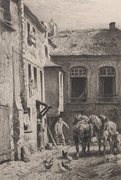 Egy párizsi udvar 1865-ben. alkotó: Charles Emile Jacque