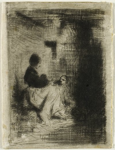 Egy nő és gyermeke alkotó: Charles Emile Jacque