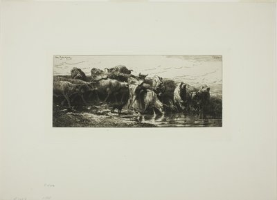 Tehenek isznak a folyóból alkotó: Charles Emile Jacque