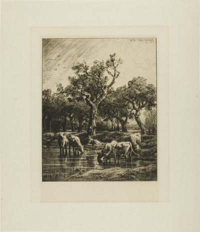 Tehenek egy itatóhelyen alkotó: Charles Emile Jacque