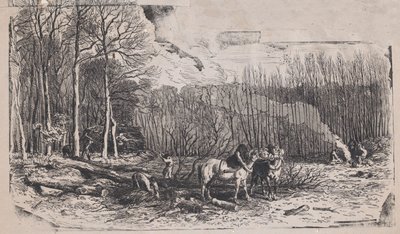 Február a Rusztikus témák albumából, 1859. alkotó: Charles Emile Jacque