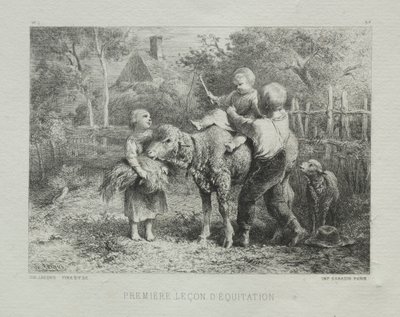 Első lovas lecke. alkotó: Charles Emile Jacque
