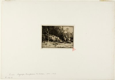 Tehéncsorda jön ki egy erdőből alkotó: Charles Emile Jacque