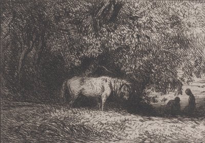 Ló a fa ága alatt, 1846. alkotó: Charles Emile Jacque