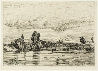 Táj Asnières közelében alkotó: Charles Emile Jacque