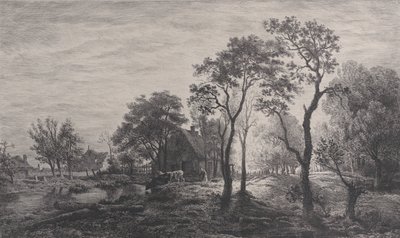 Tájkép, Eglon van der Neer vázlata, 1862. alkotó: Charles Emile Jacque