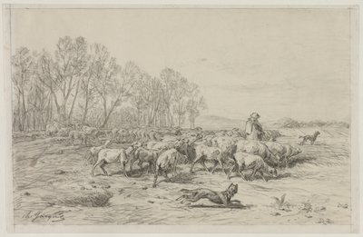 Táj egy birkanyájjal alkotó: Charles Emile Jacque