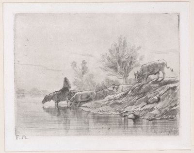 Táj marhákkal, 1848. alkotó: Charles Emile Jacque