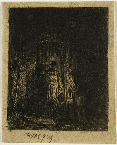 Férfi és nő lámpásokkal alkotó: Charles Emile Jacque