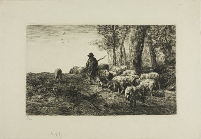 Férfi disznócsordával alkotó: Charles Emile Jacque