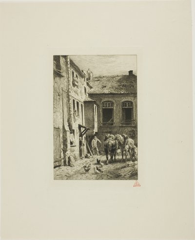 Párizsi udvar alkotó: Charles Emile Jacque