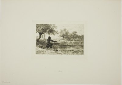 Rúdhalászat alkotó: Charles Emile Jacque