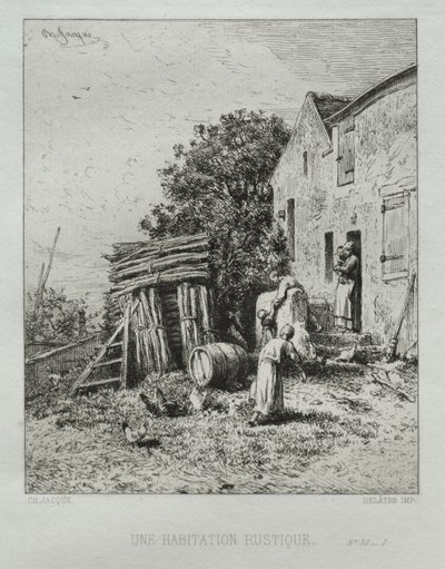 Rusztikus ház. alkotó: Charles Emile Jacque