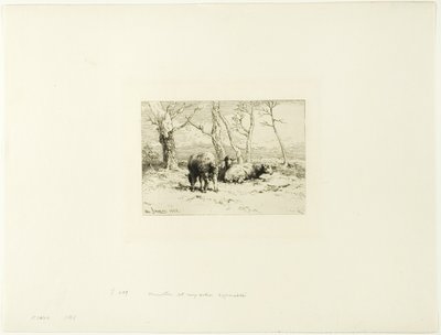 Bárány és öt fa alkotó: Charles Emile Jacque